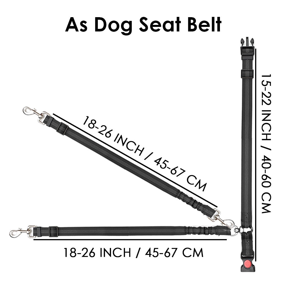 Removable Double Dog Seat Belt - Black