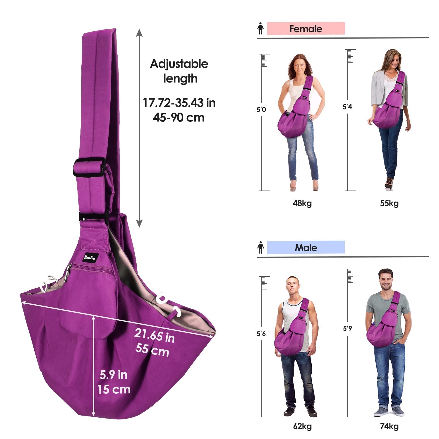 Pet Hand Free Sling Bag - Fuchsia