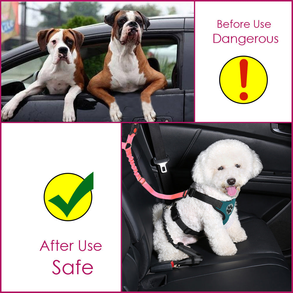 2 Pack Dog Headrest Restraint Seat Belt - Fluorescence Pink