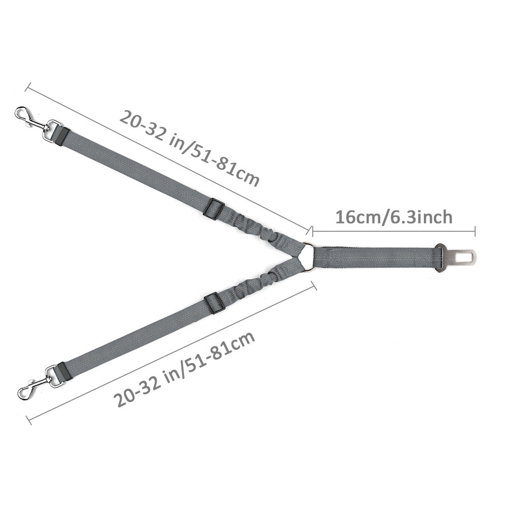 Double Dog Car Seatbelt - Grey