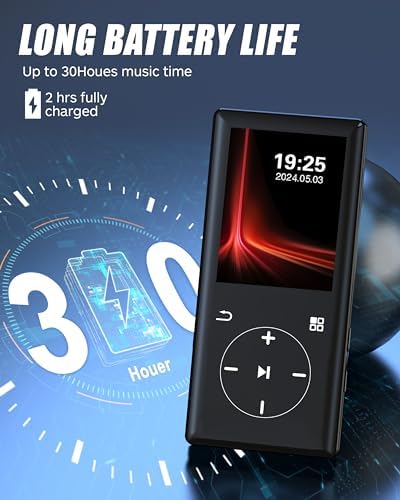128GB MP3 Player with Bluetooth - Portable Mp3 Music Player with HiFi Speaker, 2.4" Screen MP3 Player with Voice Recorder, FM Radio, Touch Buttons,Support up to 256GB SD Card (Black)