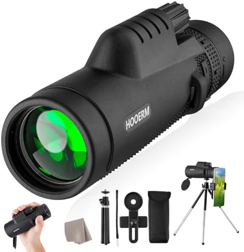 12x50 Monocular Telescope with Smartphone Adapter for Adults, High Power FMC BAK4 Prism, Waterproof Fogproof Shockproof, Compact Lightweight for Bird Watching Hunting Hiking Camping Travel