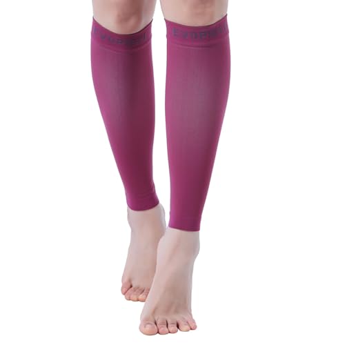 15-20mmHg 1 Pair Calf Compression Sleeve Men and Women Wide Calf Sleeve Brace Compression Socks for Leg Support, Shin Splint,Pain Relief (MAROON, Medium)