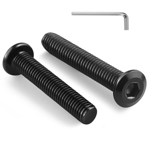10Pcs 1/4-20 Bolt, 1/4-20 x 1-3/4" Flat Head Hex Socket Cap Screws, 304 Stainless Steel 18-8 Furniture Bolts, Black Zinc Finish, Full Thread (with Hex Spanner)