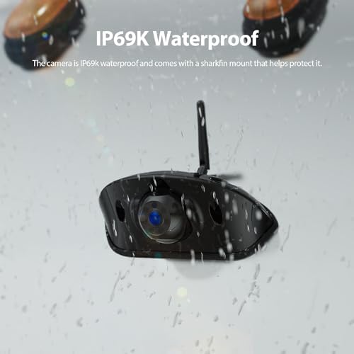 1080P 7" Wireless RV Backup Camera System, Compatible with Furrion Pre-Wired RV Truck Trailer, DVR Monitor & IR Night Vision Rear View Camera, IP69K Waterproof, Adjustable Parking lines, BW7