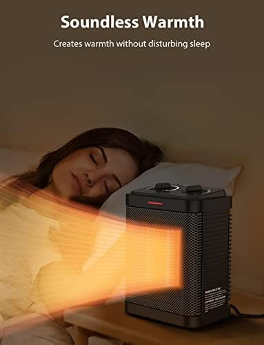 1500W Space Heater, Small Space Heater for Indoor Use, PTC Ceramic Space Heater with Thermostat, 3 Modes, Safety Quiet Heating, Multiple Protection, Portable Heater for Office Room Desk Use