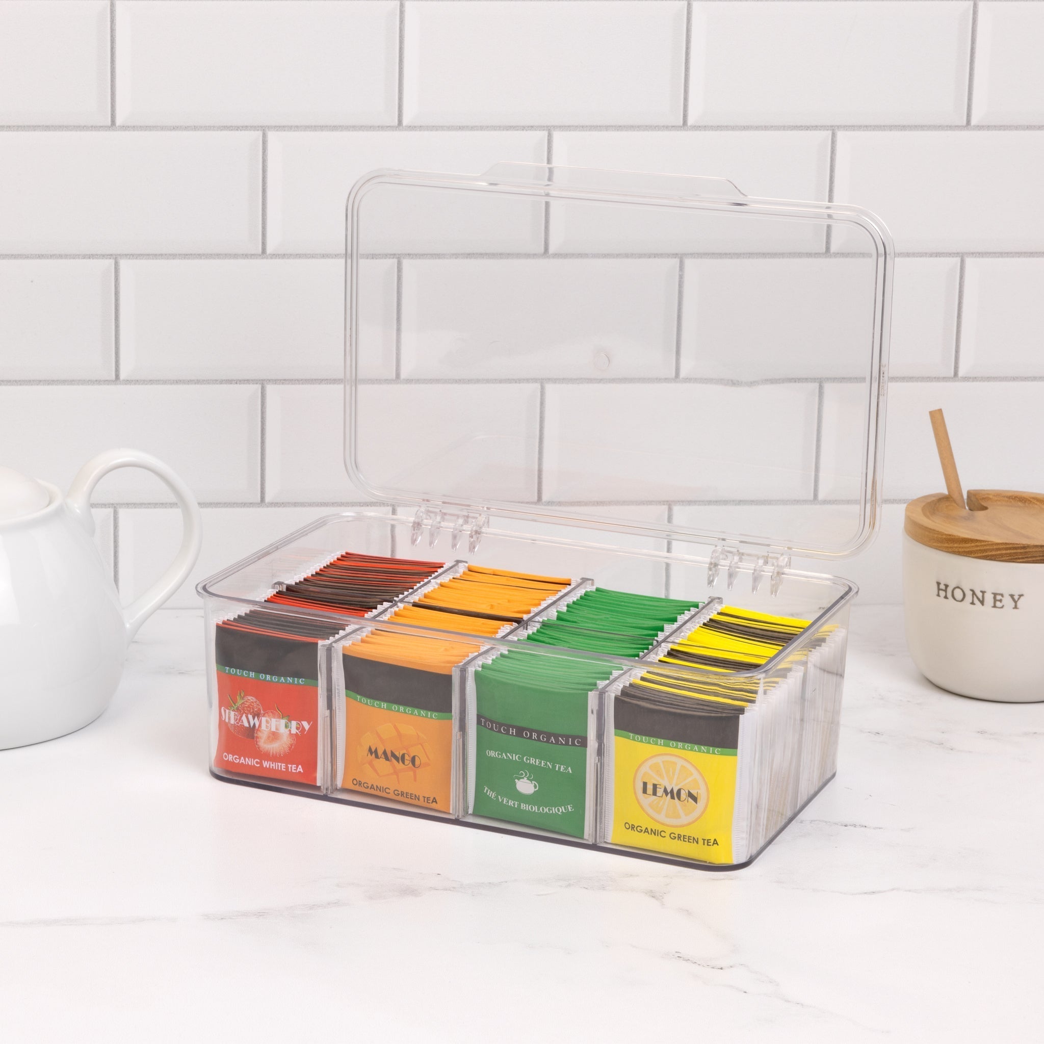 8-Compartment Tea Bag Organizer - Clear