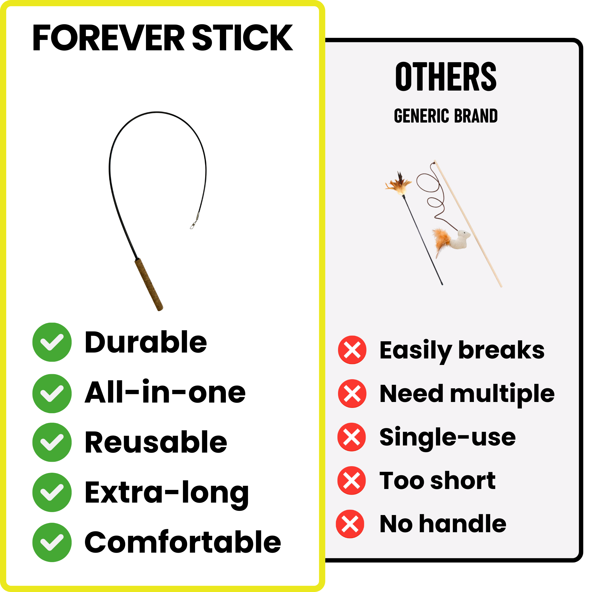 Repounce Forever Stick — Unbreakable 36″ Cat Wand with Cork Handle