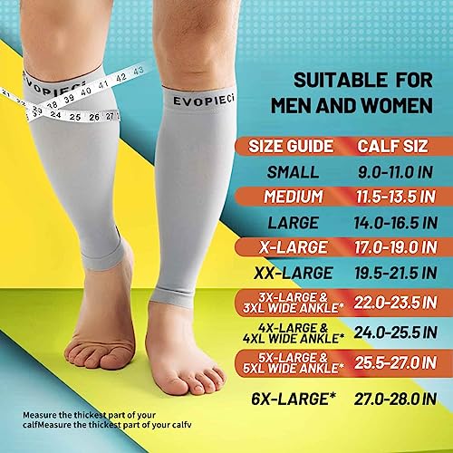 15-20mmHg 2 Pair Men and Women Wide Calf Sleeve Brace Compression Socks for Leg Support, Pain Relief