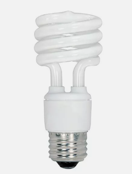 13T2/27 Mini Spiral Compact Fluorescent 13 Watt 120 Volt E26 2700 Warm White