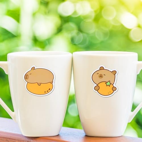 102Pcs Capybara Stickers, Kawaii Stickers Cute Animal Sticker Waterproof Vinyl Brown Cartoon Animal Decals for Water Bottle Laptop Luggage Snowboard Guitar Scrapbook Skateboard Phone