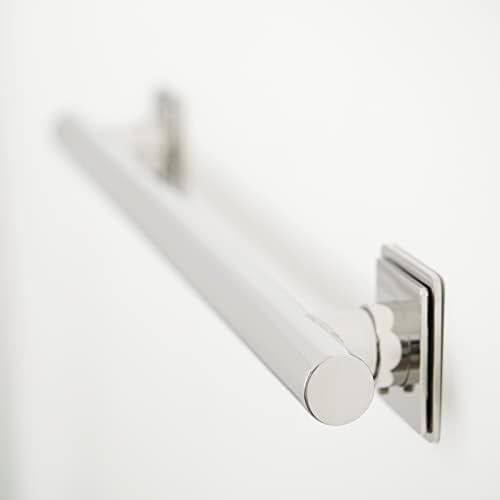 12-inch Coronado Designer Straight Bathroom Shower Grab Bar with Decorative Square Flanges, Polished