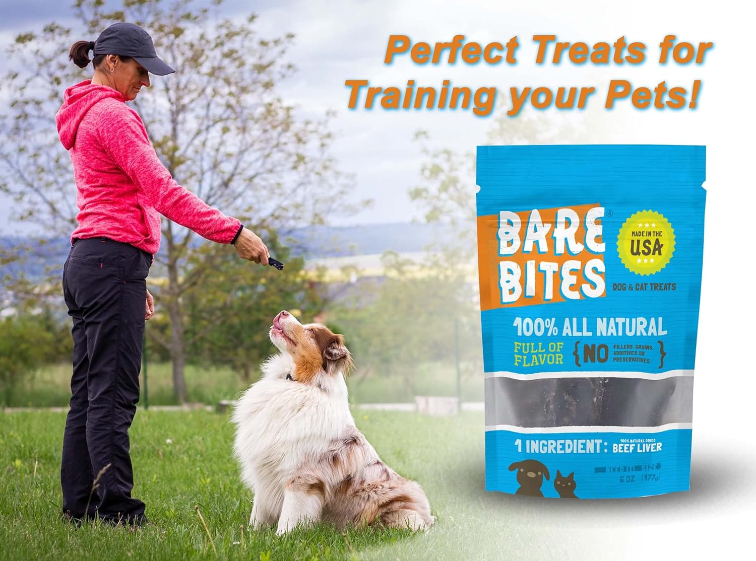 Bare Bites 100% All Natural Dehydrated Beef Liver Dog and Cat Treats, 1LB - Made in USA