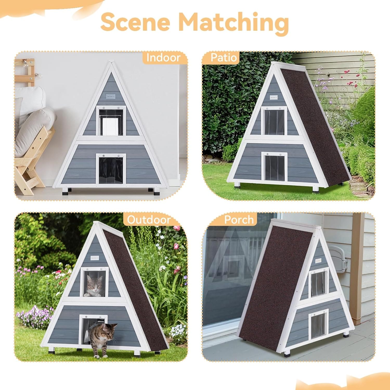 PETSFIT 2 Story Outdoor Cat House with Escape Door