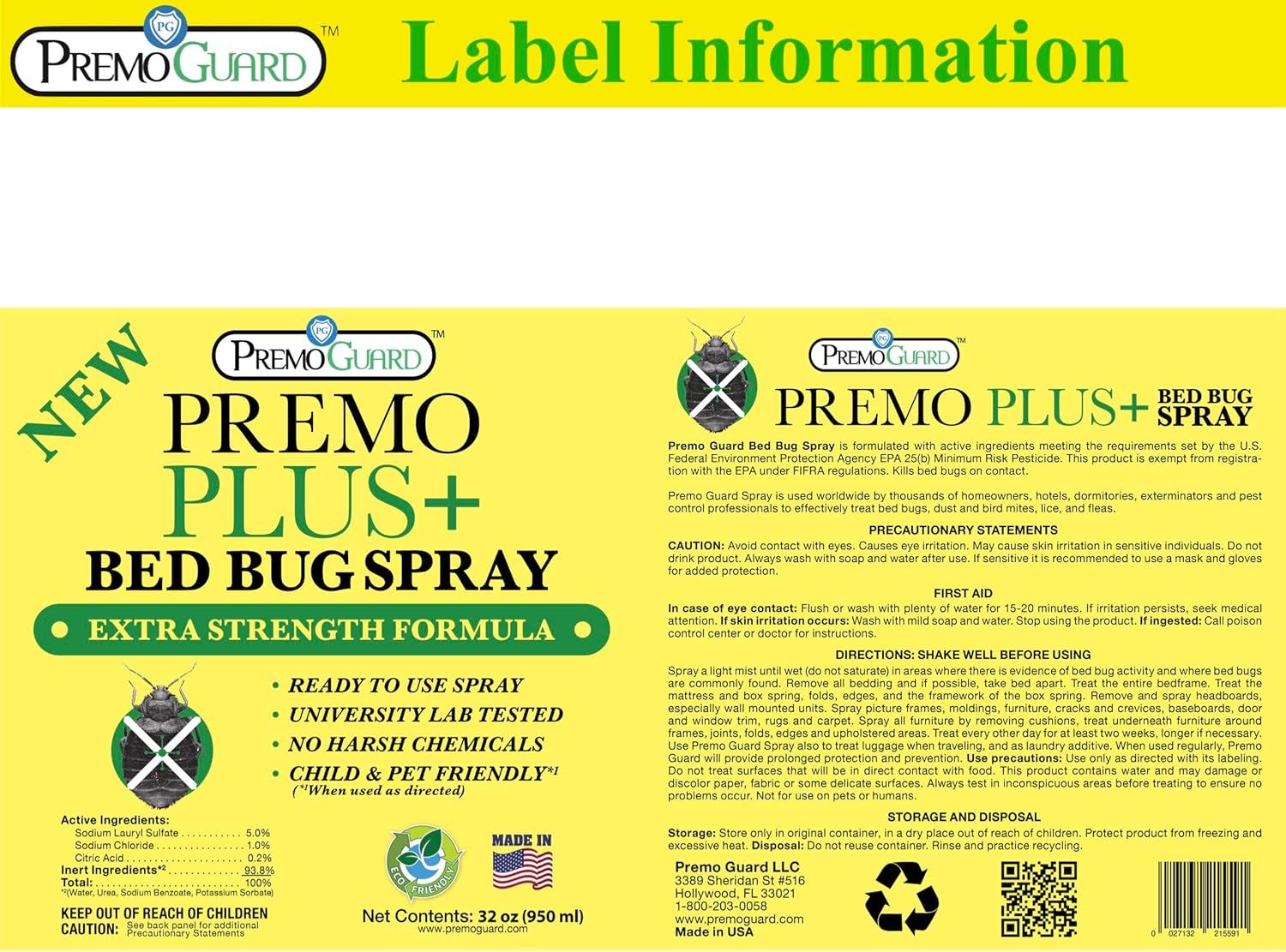 Bed Bug Plus  - All Natural Non-Toxic - By Premo Guard