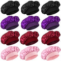 12 Pieces Silk Bonnet for Women Curly Hair Satin Bonnet Hair Wrap for Sleeping Cap with Tie Band (Multicoloured4)