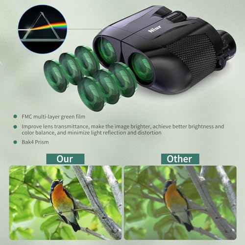 12X25 Compact Binoculars for Adults,High Powered Binoculars with Clear Low Light Vision,Waterproof Small Binocular for Bird Watching,Hunting, Travel, and Sport Games (Black)