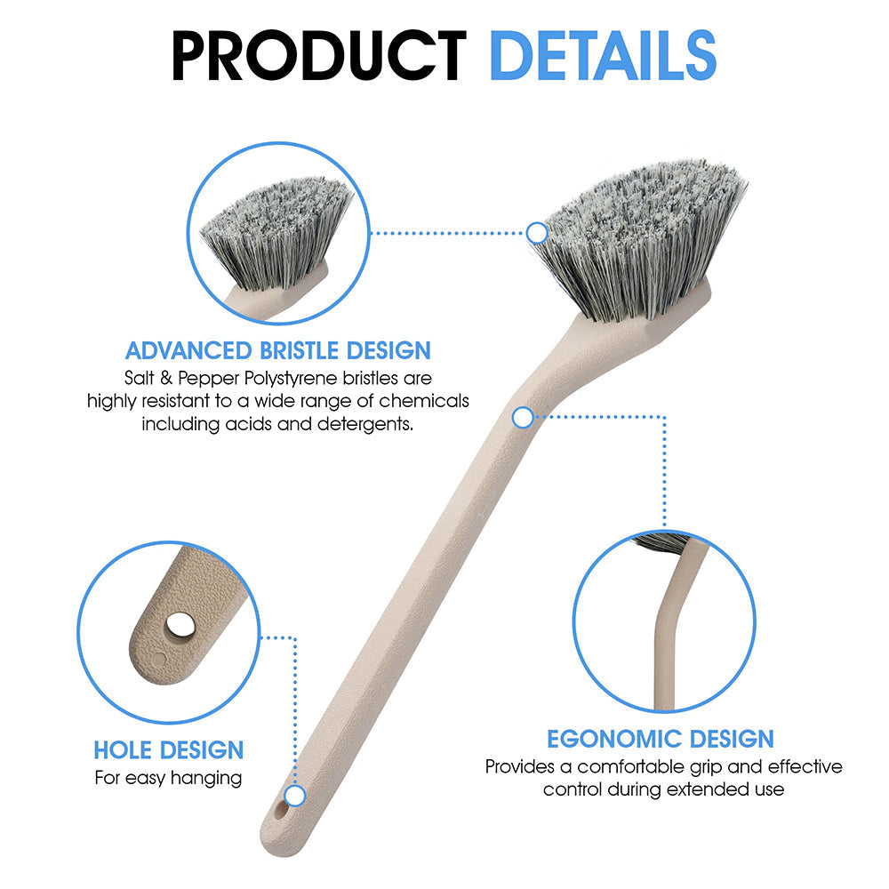 SM Arnold Angled Head Soft Body Brush w/ Salt & Pepper Polystyrene Bristles - 20"