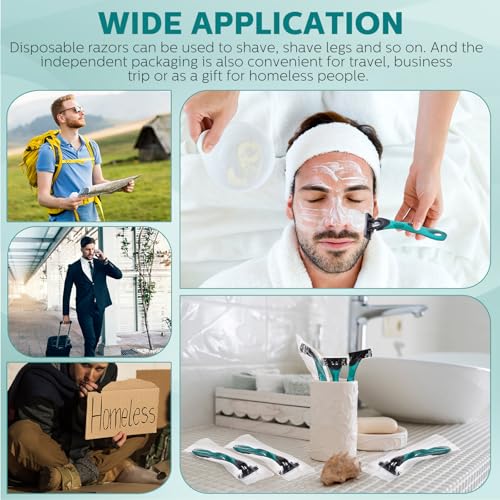 150 Pcs Men's Disposable Razors Bulk 3 Blade Men Razors for Head Sensitive Skin Comfortable Shave