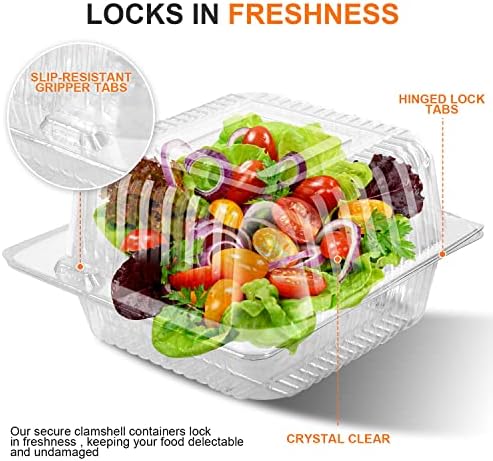 140 Pcs Clear Plastic Take out Containers,Disposable Clamshell Dessert Container with Lid, for Salads, Pasta, Sandwiches (5x4.7x2.8 in).