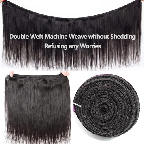 12A Human Hair Bundles 28 30 32 Inch Straight Bundles Human Hair 100% Unprocessed Brazilian Virgin Weave 3 Bundles Deals Thick & Tangle Free…