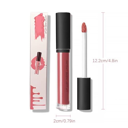 12 Color Cream Lip Gloss, 2024 Long-Lasting Moisturizing Velvet Lip Lipstick, Non-Stick to Cup, Waterproof, Hydrating Lip Tint Natural Jelly Lipstick (03#, 1.2 Fl Oz)