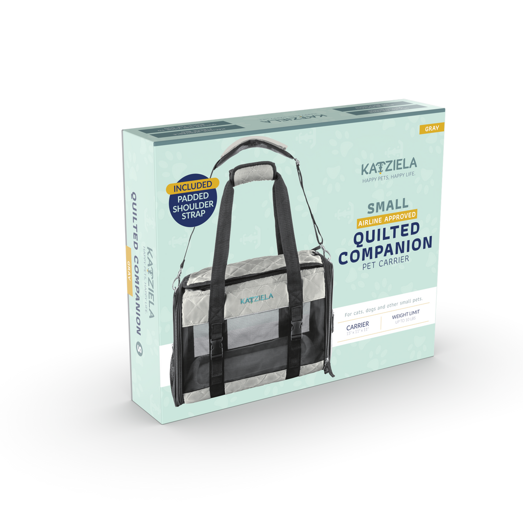 Katziela Airline Compliant Quilted Companion Cat & Dog Carrier - Gray