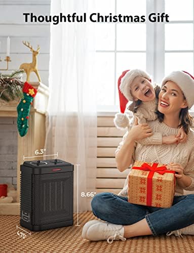 1500W Space Heater, Small Space Heater for Indoor Use, PTC Ceramic Space Heater with Thermostat, 3 Modes, Safety Quiet Heating, Multiple Protection, Portable Heater for Office Room Desk Use
