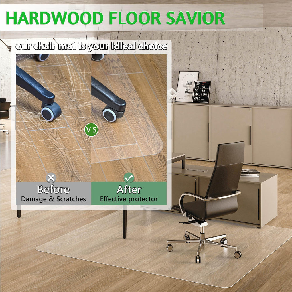 100pointONE Large Office Chair Mat for Hardwood Floor - 46" x 72" Clear Floor Protector Mat for Rolling Chair on Hardwood, Easy Glide Desk Chair Mat for Home & Office