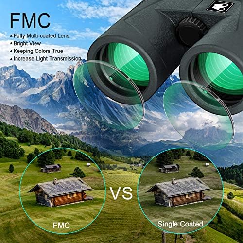 10x42 Binoculars for Adults with Smartphone Adapter, BAK4 Prism and FMC Lens, HD Professional Binoculars for Bird Watching Travel Stargazing Hunting Wildlife Watching Outdoor Concerts Sports