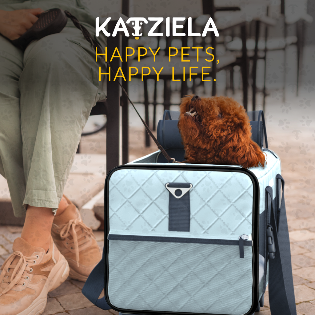 Katziela Quilted Chariot Pet Carrier With Removable Wheels and Telescopic Handle