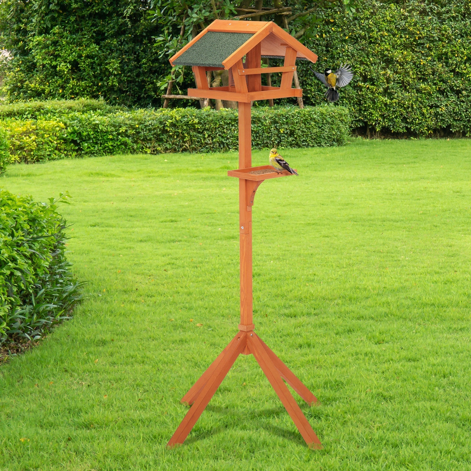 PETSFIT Outdoor Bird Feeder Stand Wooden
