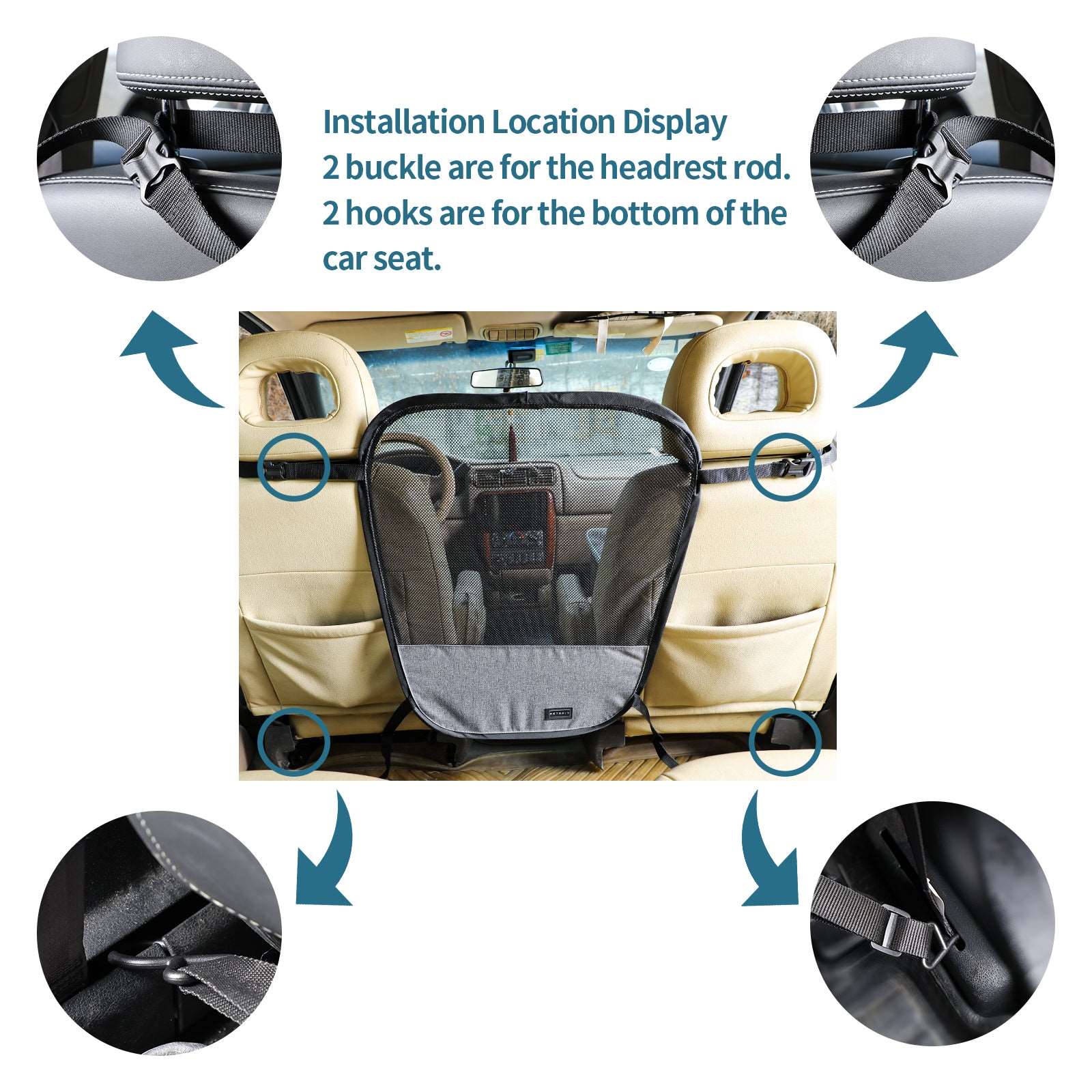 PETSFIT Dog Car Barrier Vehicle Pet Barrier Backseat Mesh