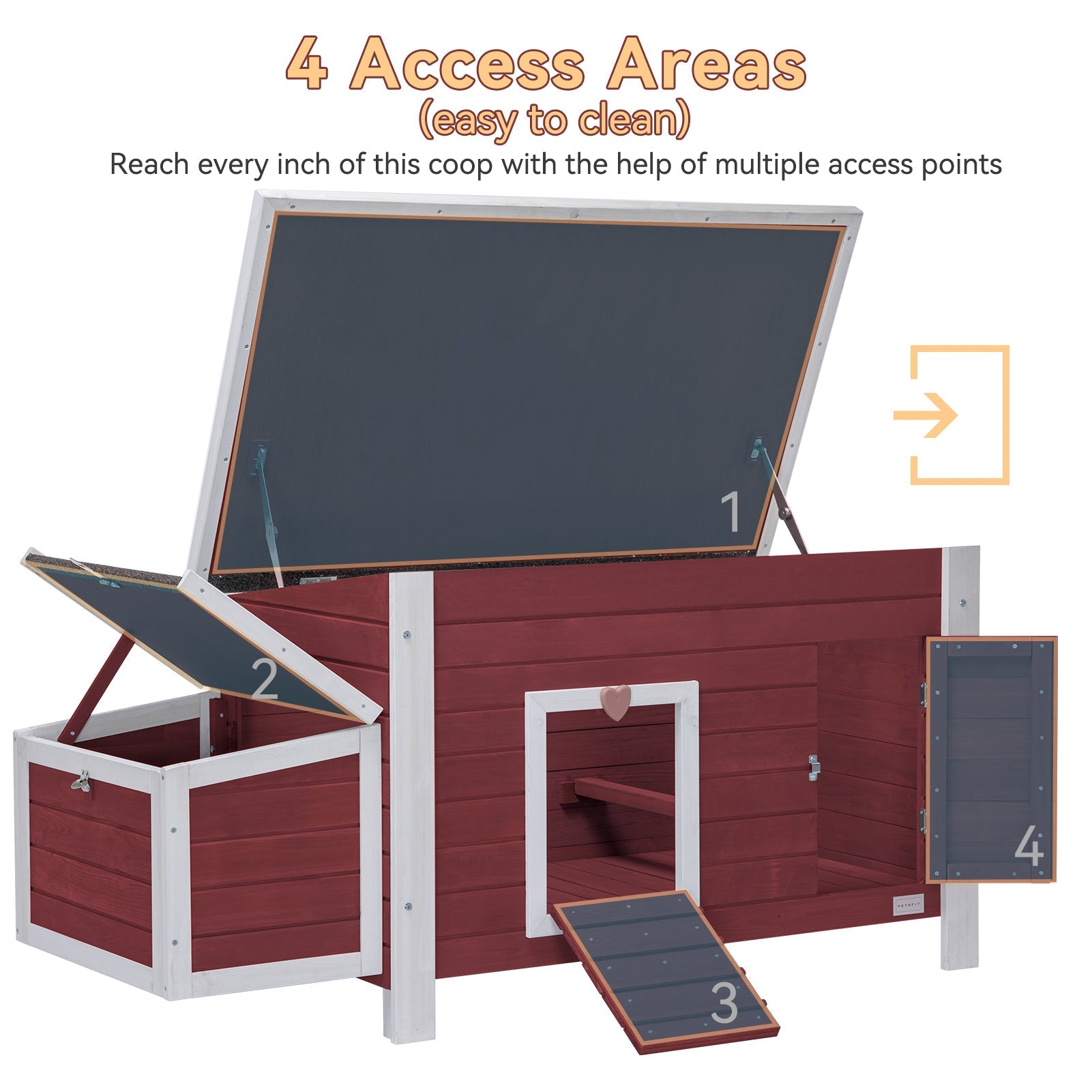 PETSFIT Large Chicken Coop For Sale with Perches Wooden Outdoor Weatherproof