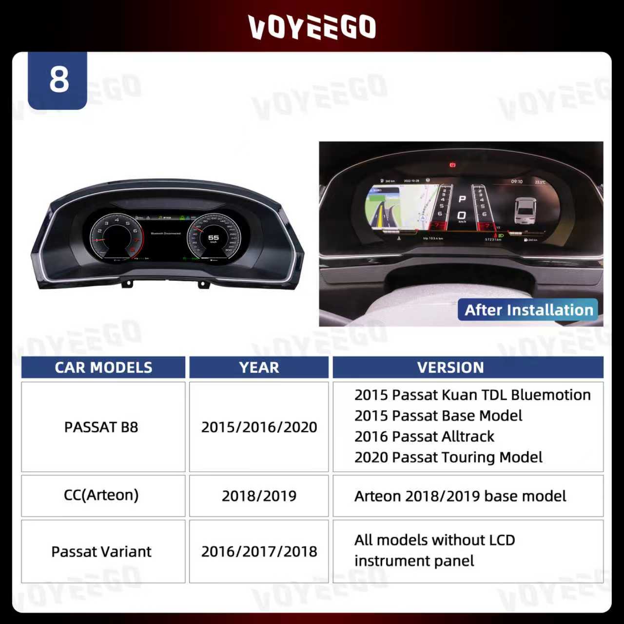 12.3″ VOLKSWAGEN PASSAT B8 CC VARIANT MQB SYSTEM 2017-2020 LCD DIGITAL DASHBOARD CLUSTER SPEEDOMETER