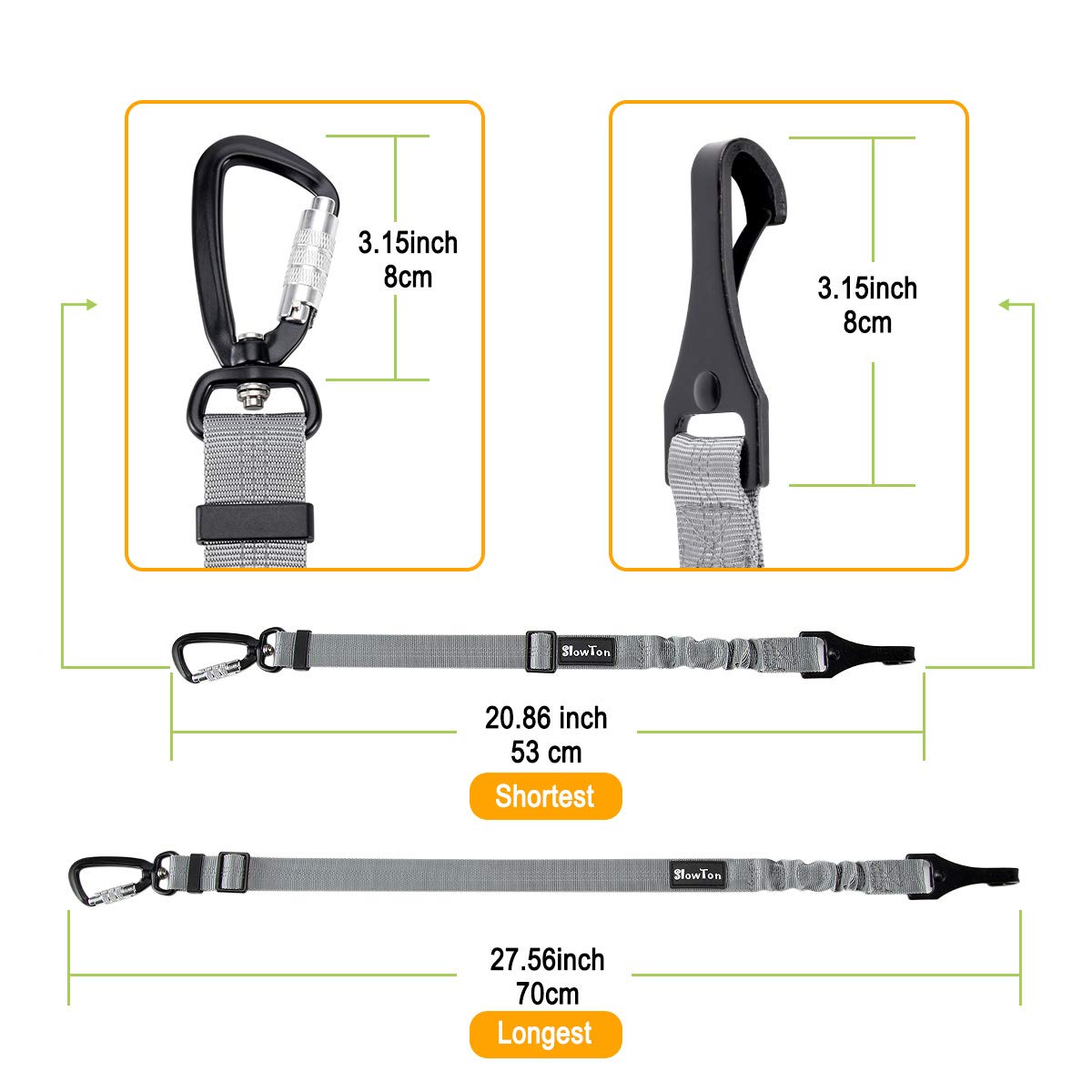 Dog Car Safety Latch Bar Seat Belt - Grey