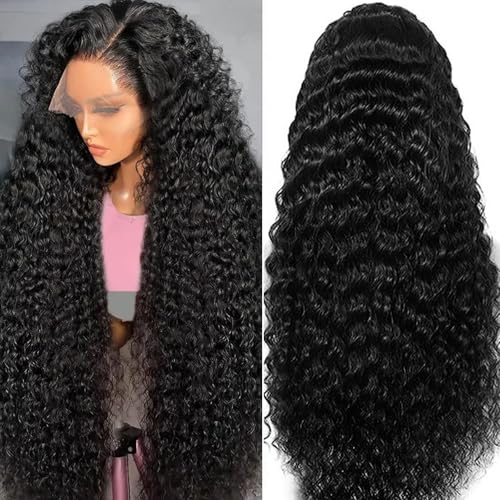 13x6 Deep Wave Lace Front Wigs Human Hair Wigs for Women Deep Curly Lace Front Wig Human Hair HD Lace Frontal Wigs Human Hair Pre Plucked with Baby Hair(26 Inch)