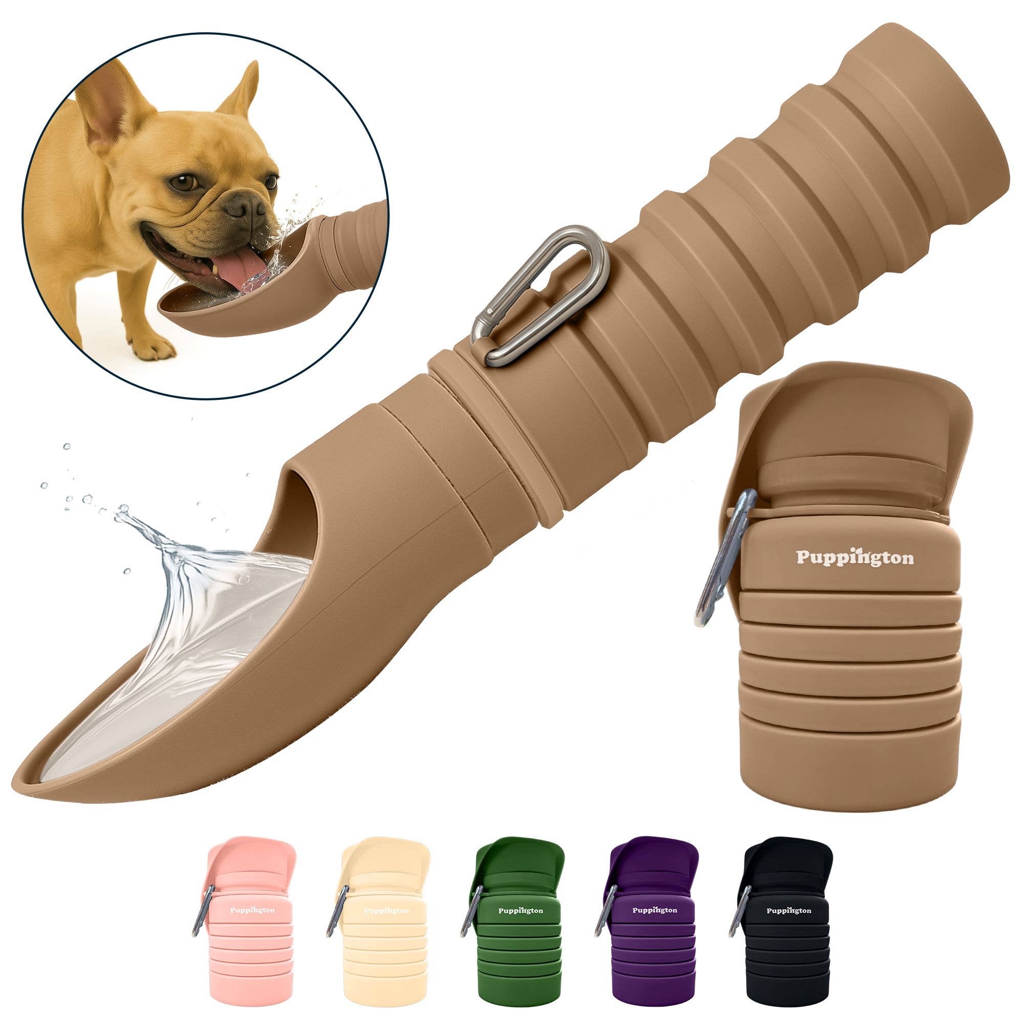 Puppington Collapsible Water Bottles for Dogs - Leakproof, Compact, BPA free