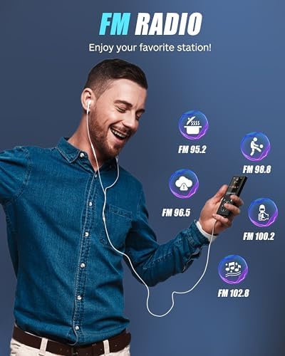 128GB MP3 Player with Bluetooth - Portable Mp3 Music Player with HiFi Speaker, 2.4" Screen MP3 Player with Voice Recorder, FM Radio, Touch Buttons,Support up to 256GB SD Card (Black)