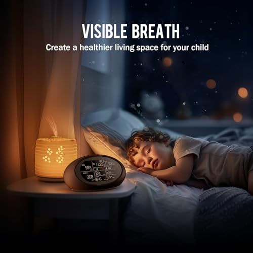 12 in 1 Air Quality Monitor Indoor- Portable Indoor Air Quality Meter for CO2, TVOC, PM2.5, PM1.0, PM10, Temperature, Humidity & Time Display【Dual Chip & High Accuracy】 Air Quality Tester for Home