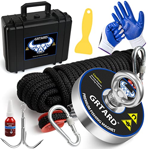 1000lbs Fishing Magnet Kit with Case, 3.54inch Diameter Magnet Fishing Combined Strong Pulling Force Premium Fishing Magnet for Magnetic Fishing and Heavy Duty Use