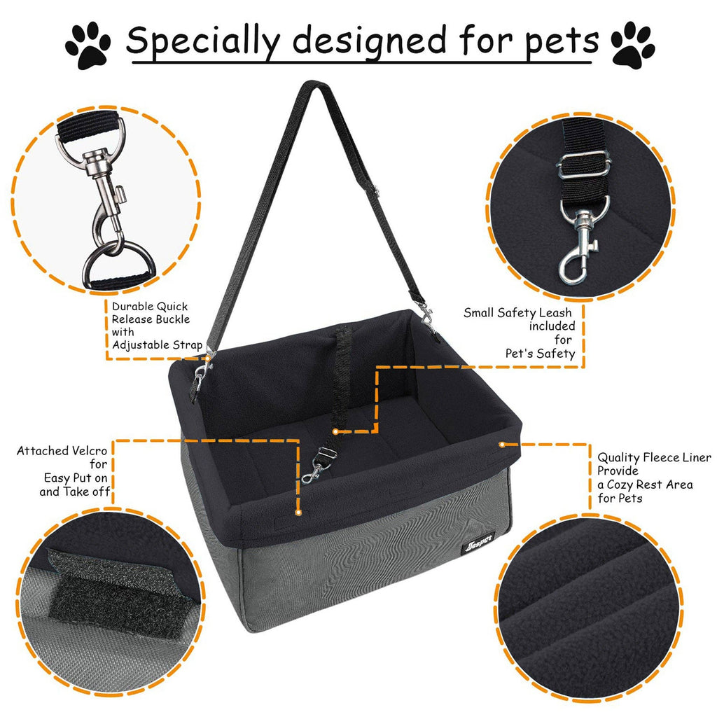 Jespet Pet Travel Safety Booster Dog Car Seat with Seat Belt