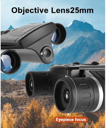 10x25 Binoculars with Camera, 2 Color Screen 8X Digital Zoom 48MP Pictures 2.5K Videos Camera, Digital Binoculars for Bird Watching Hunting Outdoor Adventures (Silver)