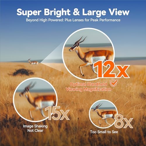 12x50 Plus HD Binoculars for Adults High Powered, Waterproof Binoculars with Phone Adapter, Super Bright Large View Binoculars for Bird Watching, Hunting, Stargazing