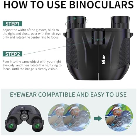 12X25 Compact Binoculars for Adults,High Powered Binoculars with Clear Low Light Vision,Waterproof Small Binocular for Bird Watching,Hunting, Travel, and Sport Games (Black)