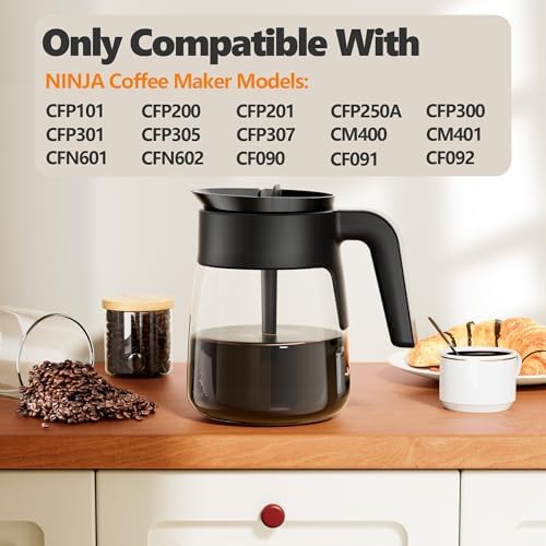 12 Cup Coffee Maker Carafe Replacement Pot for Ninja Coffee Maker CFP101 CFP201 CFP301 CFP250A CFP300 CFP305 CFP307 CM400 CM401 CFN601 CF090 CF091 CF092