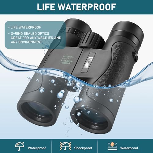10x42 HD Professional Binoculars for Adults - High Power Binoculars with BAK4 Prism FMC Lens, Waterproof Compact Binoculars for Bird Watching Hunting Travel Stargazing Outdoor with Carrying Case