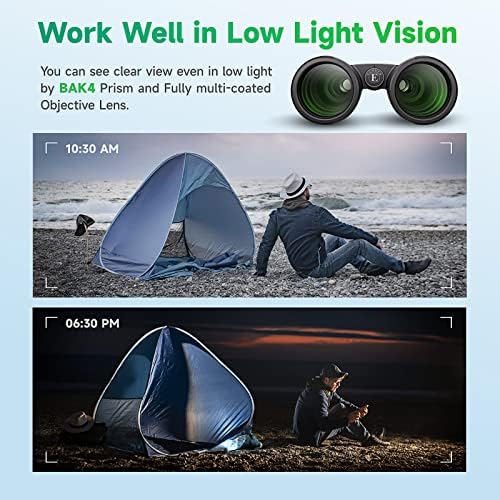 12x42 HD Binoculars for Adults, High Power Binoculars with Tripod Phone Adapter, Waterproof Compact Binoculars for Bird Watching Hunting Stargazing, Clear Low Light Night Vision, BAK4, FMC Prisms