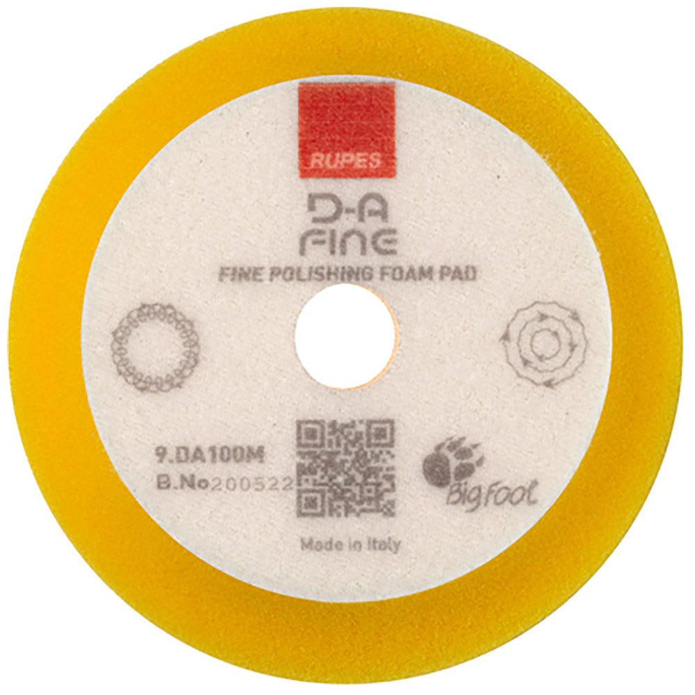 RUPES D-A Fine Foam Polishing Pad, 9.DA100M - 3", Yellow