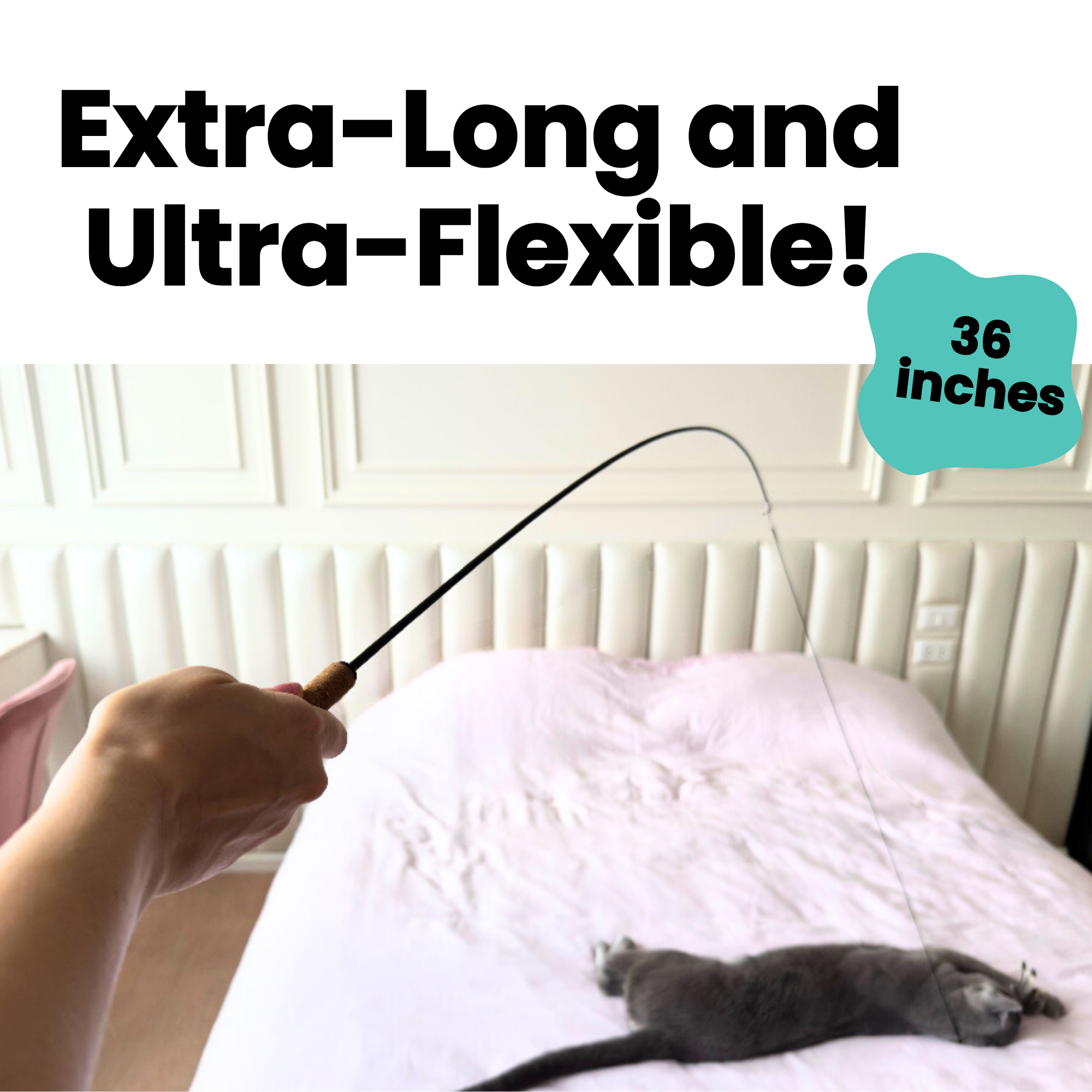 Repounce Forever Stick — Unbreakable 36″ Cat Wand with Cork Handle